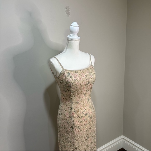 Mia Bella Couture Vintage 90's Beaded Floral Pale Pink Gown Beaded Y2K Dress ** - Picture 9 of 16